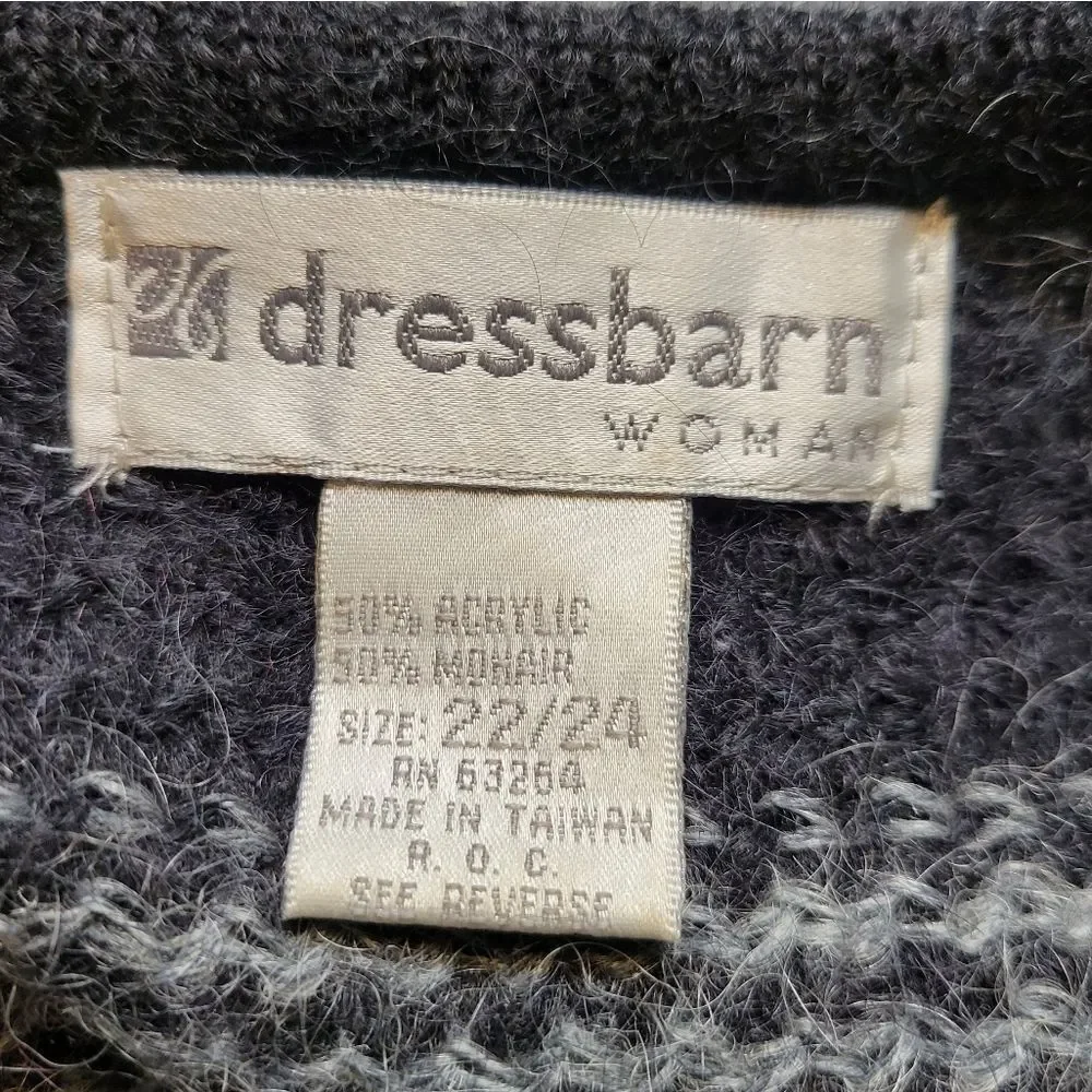 Dressbarn Mohair Blend Plaid Knit Cardigan in Red and Gray Vintage